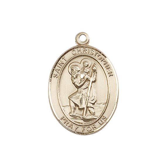 14KT GOLD ST. CHRISTOPHER MEDAL - 3/4" x 1/2"